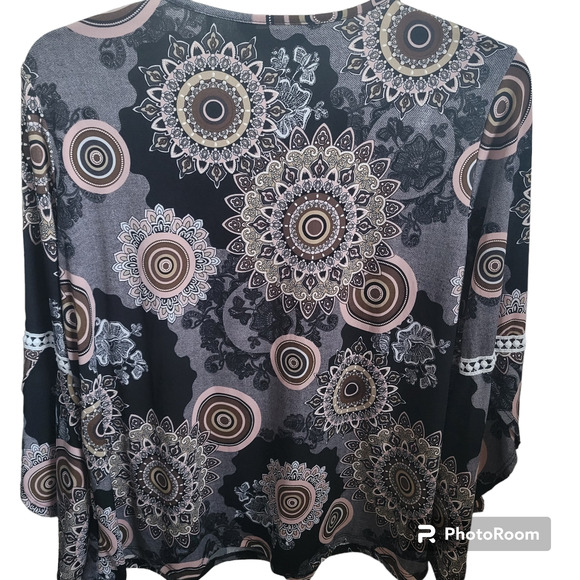 AMANA Long Sleeve Blouse Size X-Large Geometric Design Colorful - Picture 2 of 8